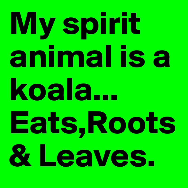 My spirit animal is a koala... Eats,Roots & Leaves.