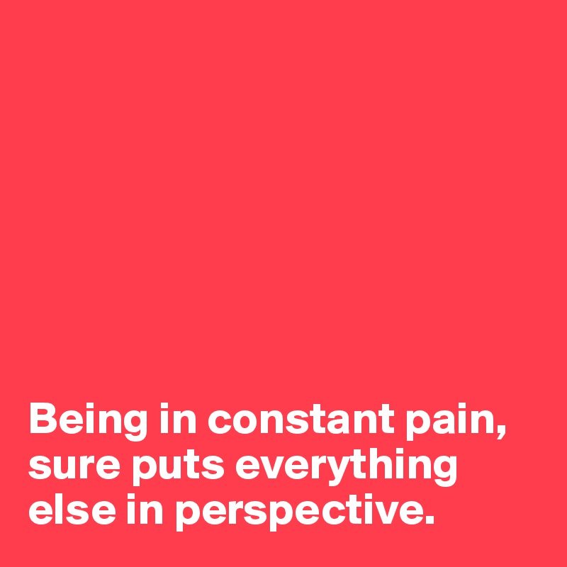 







Being in constant pain, sure puts everything else in perspective.