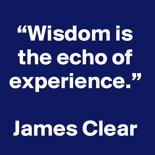 “Wisdom is the echo of experience.”

James Clear