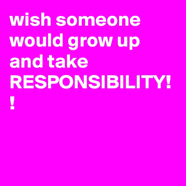 wish someone would grow up and take RESPONSIBILITY! !