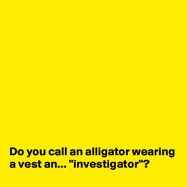 










Do you call an alligator wearing a vest an... "investigator"?
