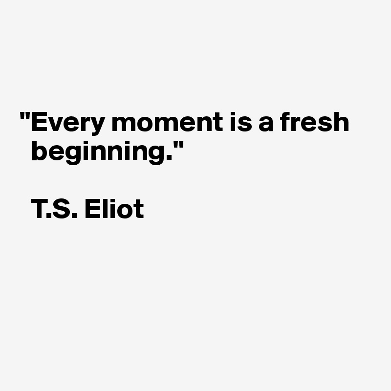 


"Every moment is a fresh 
  beginning."

  T.S. Eliot




