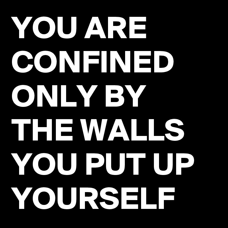 YOU ARE CONFINED ONLY BY THE WALLS YOU PUT UP YOURSELF 