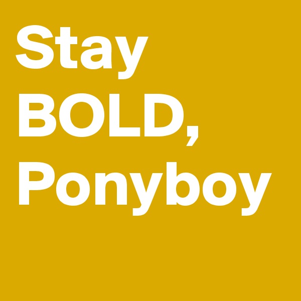 Stay BOLD, Ponyboy