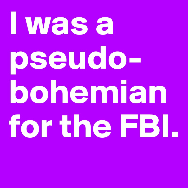 I was a pseudo-bohemian for the FBI.