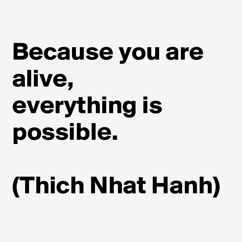 
Because you are alive, 
everything is possible. 

(Thich Nhat Hanh)
 