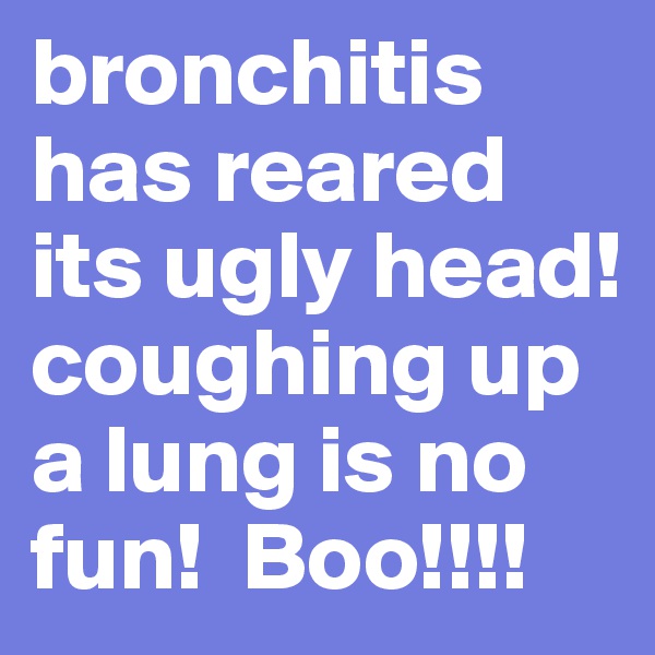 bronchitis has reared its ugly head! coughing up a lung is no fun!  Boo!!!!