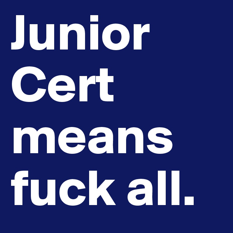 Junior Cert means fuck all.