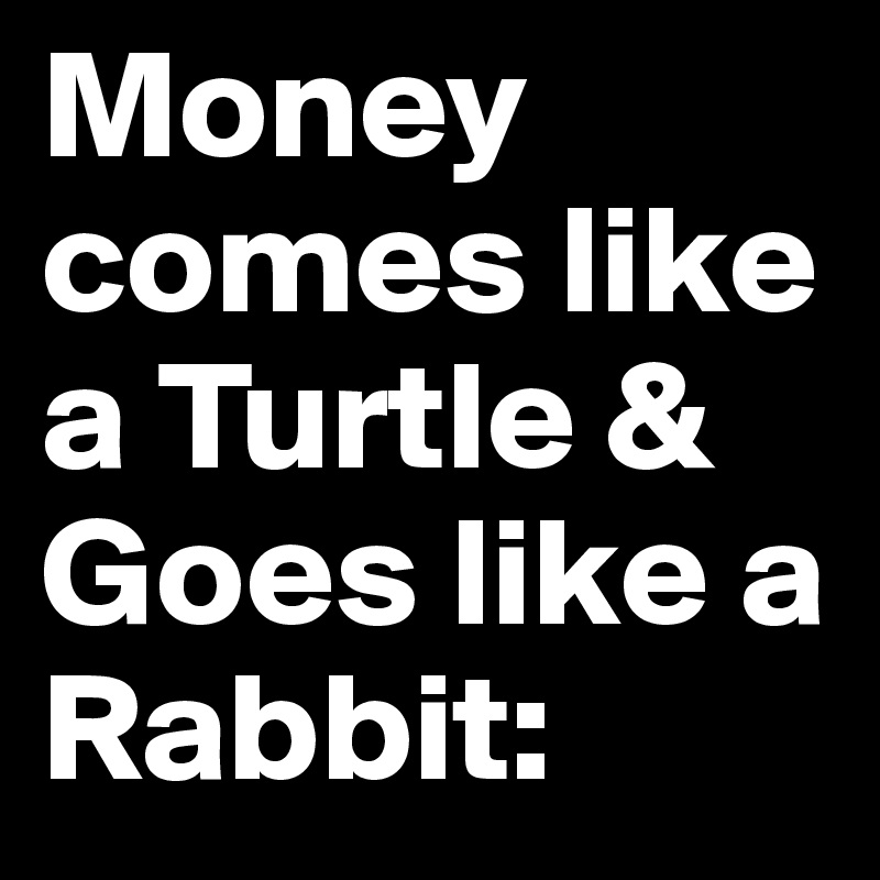 Money comes like a Turtle & Goes like a Rabbit: