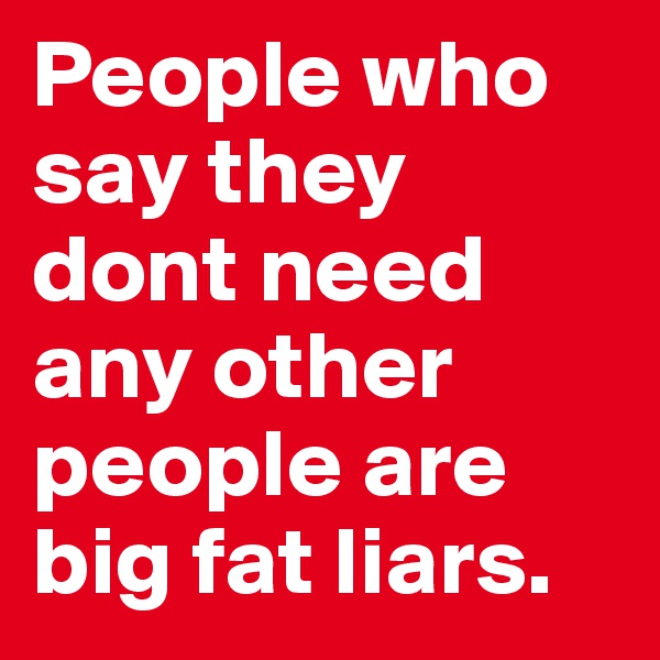 People who say they dont need any other people are big fat liars. 