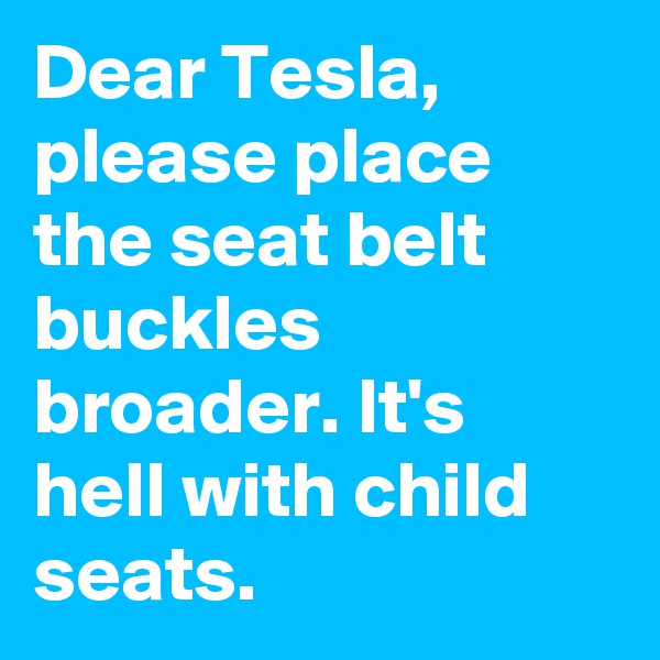 Dear Tesla, please place the seat belt buckles broader. It's hell with child seats.