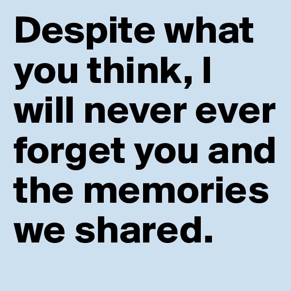 Despite what you think, I will never ever forget you and the memories we shared.