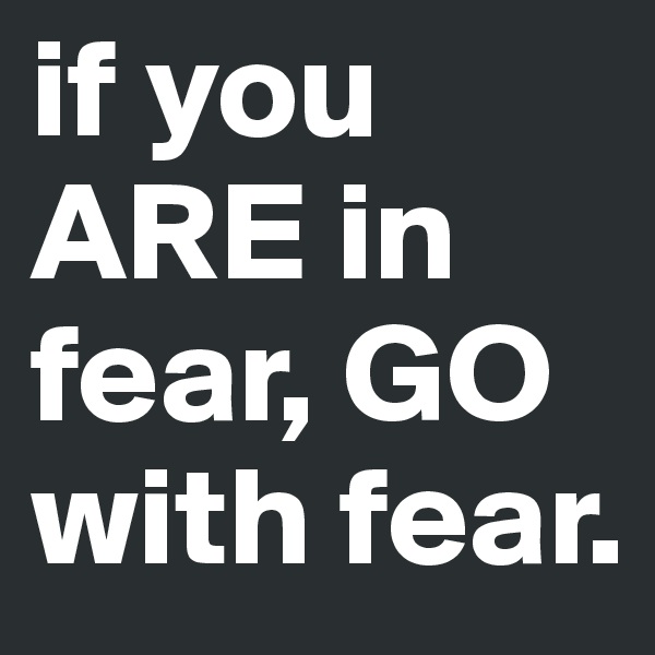 if you ARE in fear, GO with fear. 