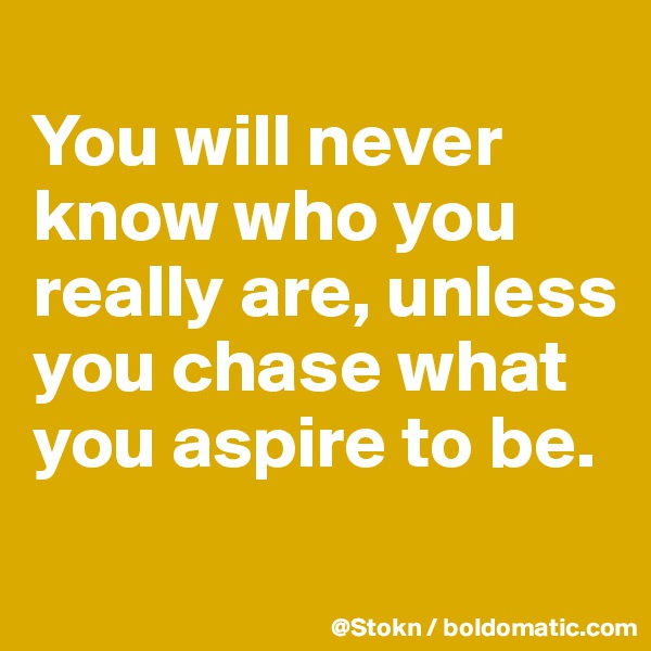 
You will never know who you really are, unless you chase what you aspire to be.
