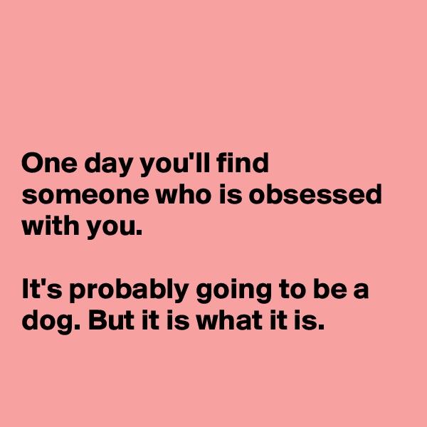 



One day you'll find someone who is obsessed with you. 

It's probably going to be a dog. But it is what it is. 

