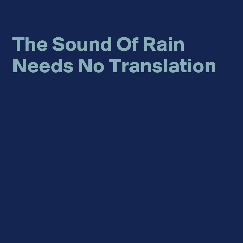 
The Sound Of Rain
Needs No Translation






