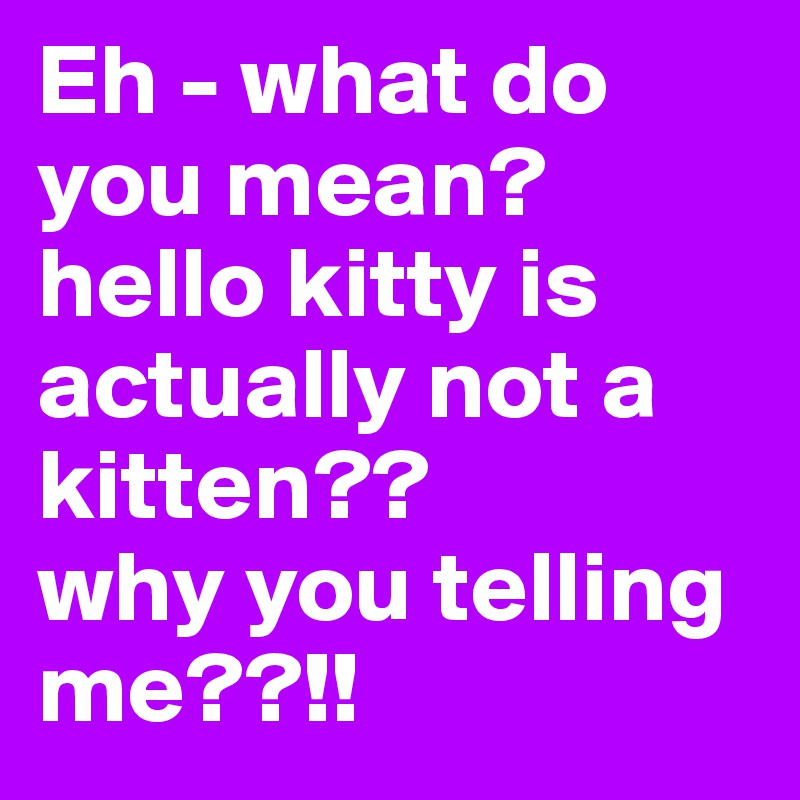 Eh - what do you mean? hello kitty is actually not a kitten?? 
why you telling me??!! 