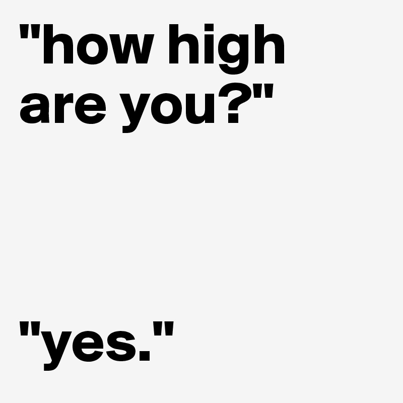 "how high are you?" 



"yes."