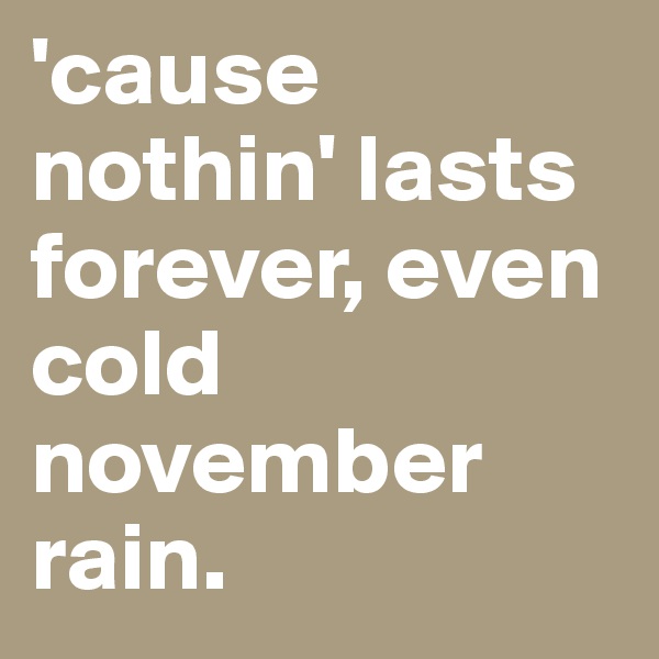 'cause nothin' lasts forever, even cold november rain.