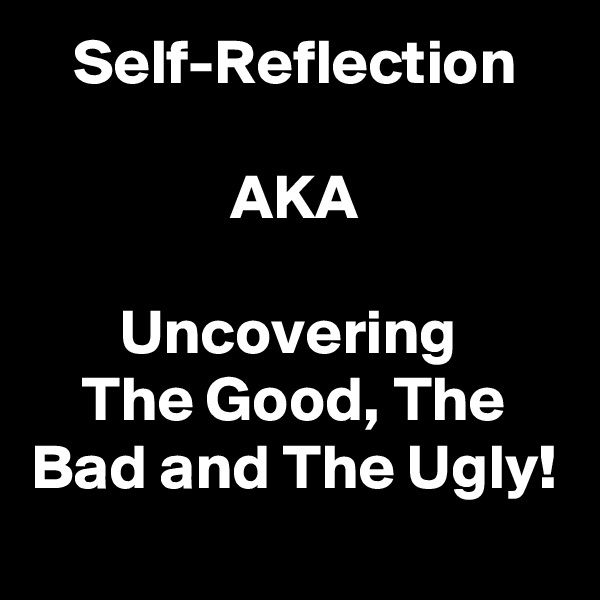 Self-Reflection

AKA

Uncovering 
The Good, The Bad and The Ugly!