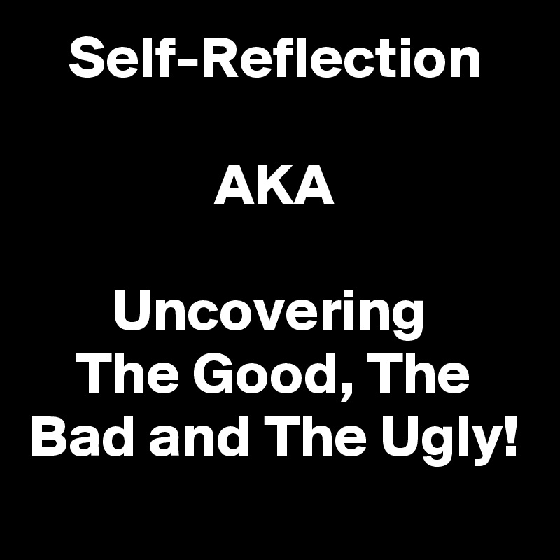 Self-Reflection

AKA

Uncovering 
The Good, The Bad and The Ugly!