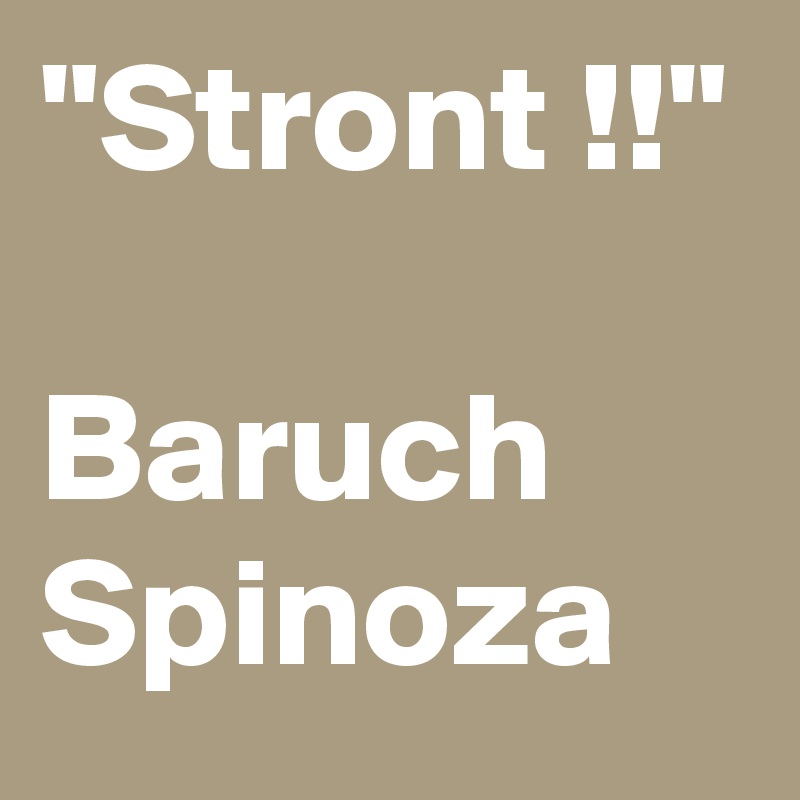 "Stront !!"                        Baruch Spinoza