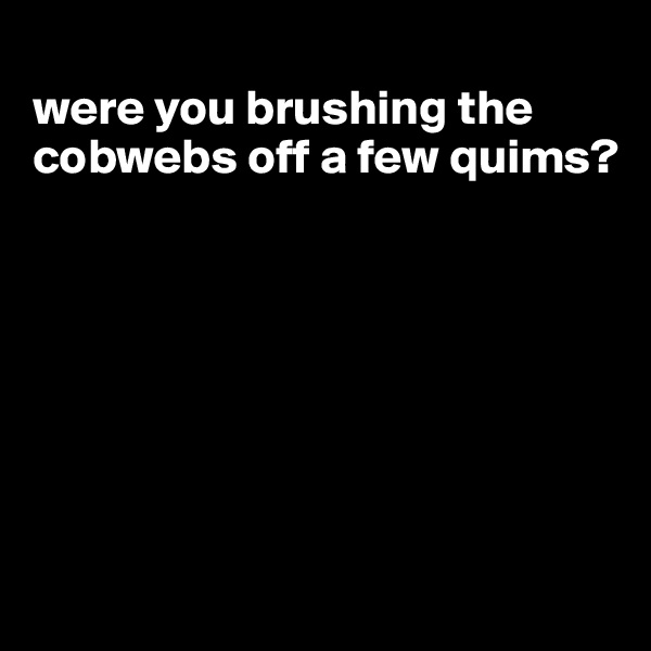 
were you brushing the cobwebs off a few quims?







