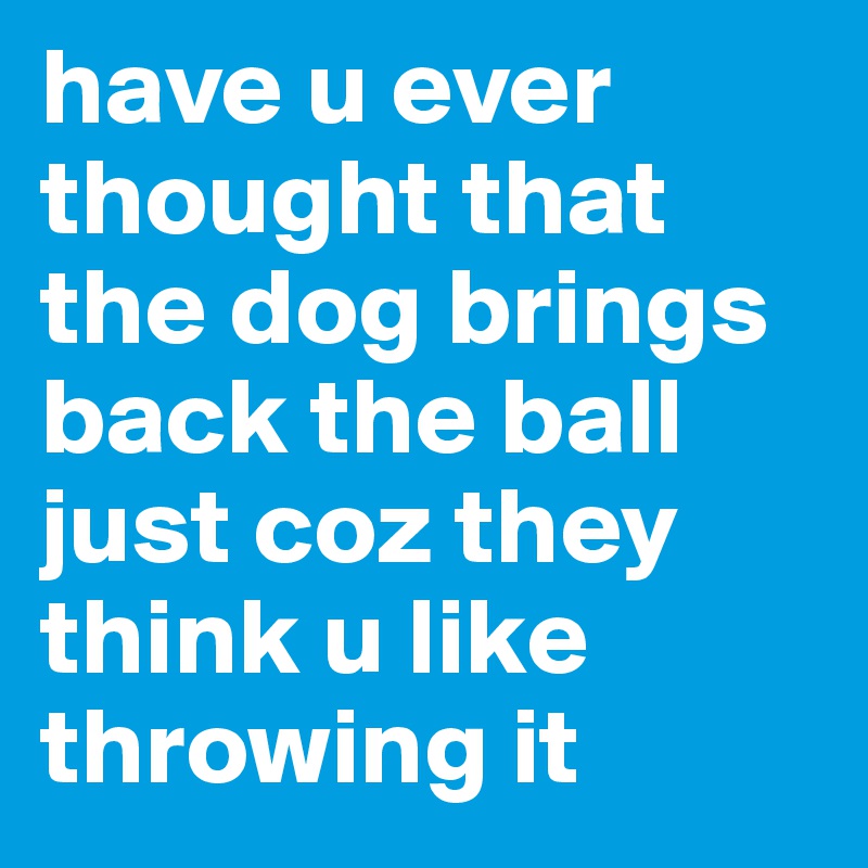 have u ever thought that the dog brings  back the ball just coz they think u like throwing it 