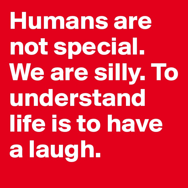 Humans are not special. We are silly. To understand life is to have a laugh.