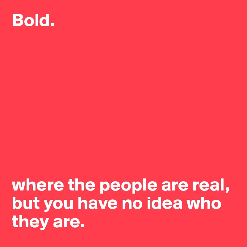 Bold. 








where the people are real, but you have no idea who they are. 