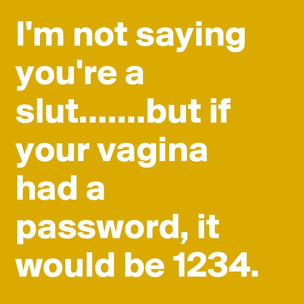 I'm not saying you're a slut.......but if your vagina had a password, it would be 1234.