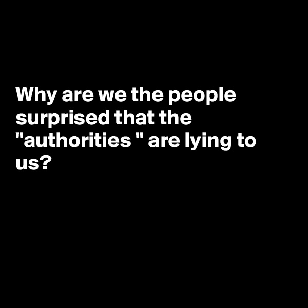 


Why are we the people surprised that the  "authorities " are lying to us?




