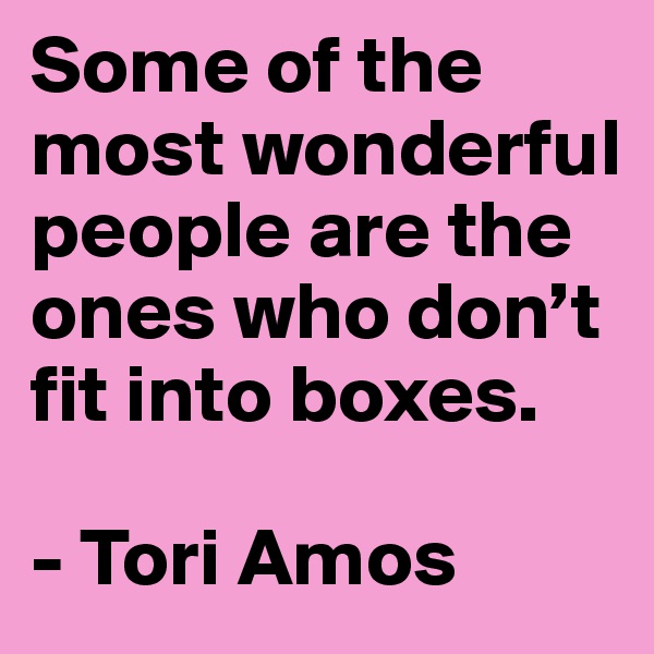 Some of the most wonderful people are the ones who don’t fit into boxes.

- Tori Amos