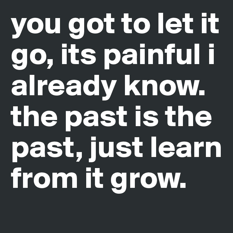 you got to let it go, its painful i already know. the past is the past, just learn from it grow. 