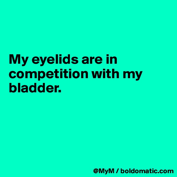 


My eyelids are in competition with my bladder.  




