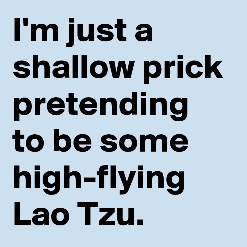 I'm just a shallow prick pretending to be some high-flying Lao Tzu. 