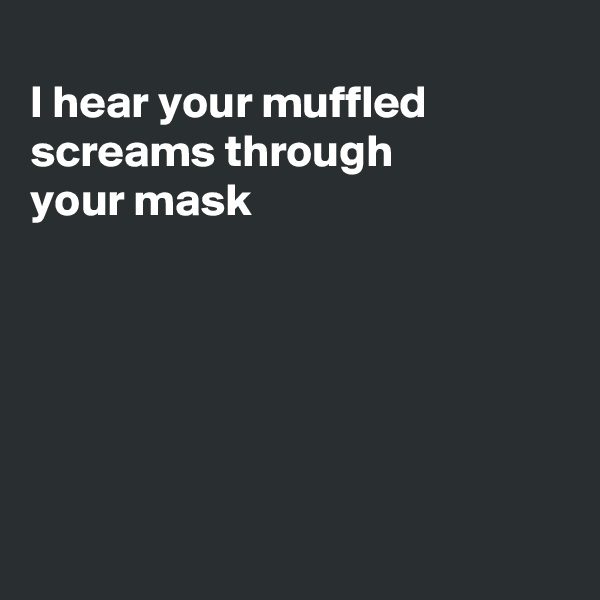 
I hear your muffled screams through 
your mask






