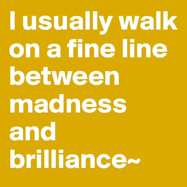 I usually walk on a fine line between madness and brilliance~