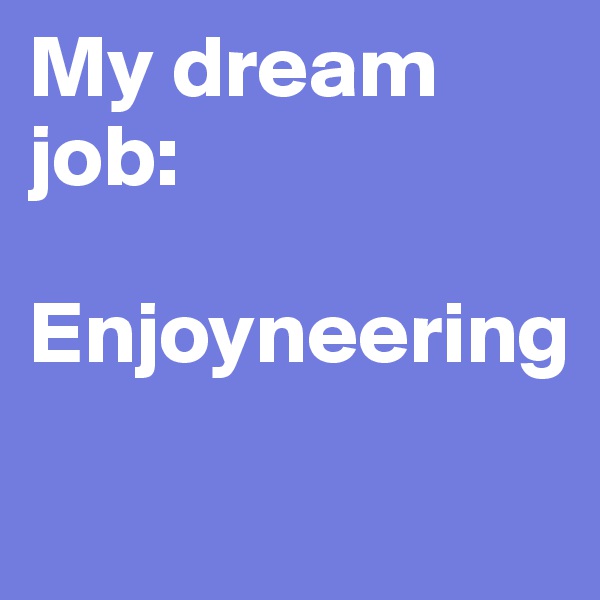My dream job:

Enjoyneering
