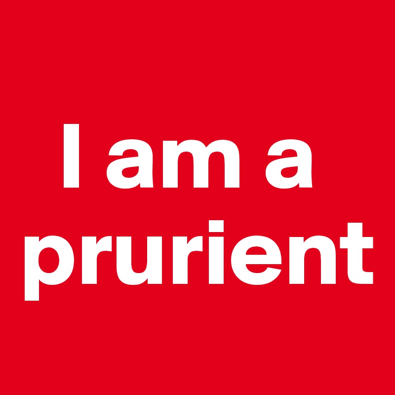 
  I am a    prurient