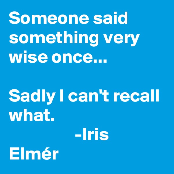 Someone said something very wise once...

Sadly I can't recall what.
                  -Iris Elmér       
