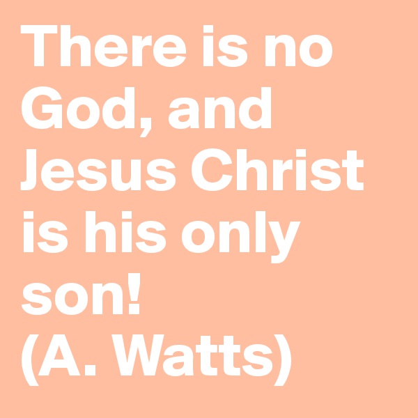 There is no God, and Jesus Christ is his only son!
(A. Watts)