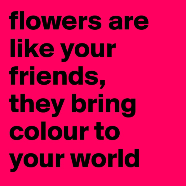 flowers are like your friends,   they bring colour to your world