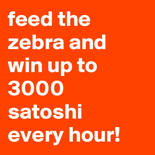 feed the zebra and win up to 3000 satoshi every hour!