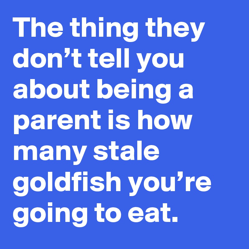 The thing they don’t tell you about being a parent is how many stale goldfish you’re going to eat.
