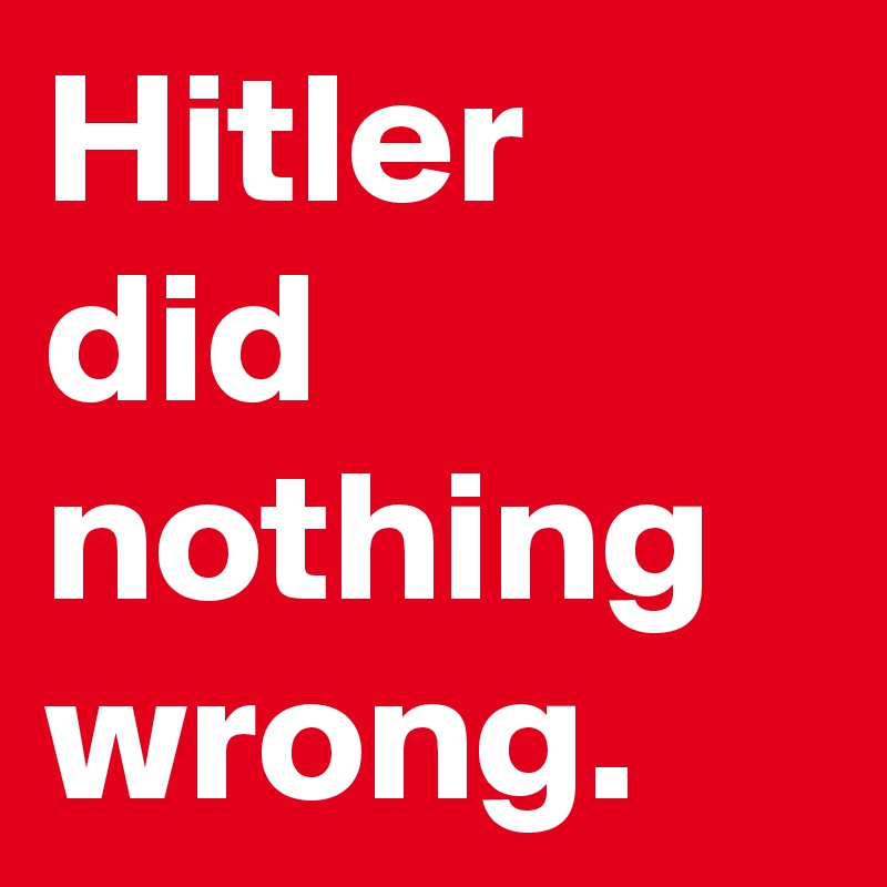 Hitler did nothing wrong.