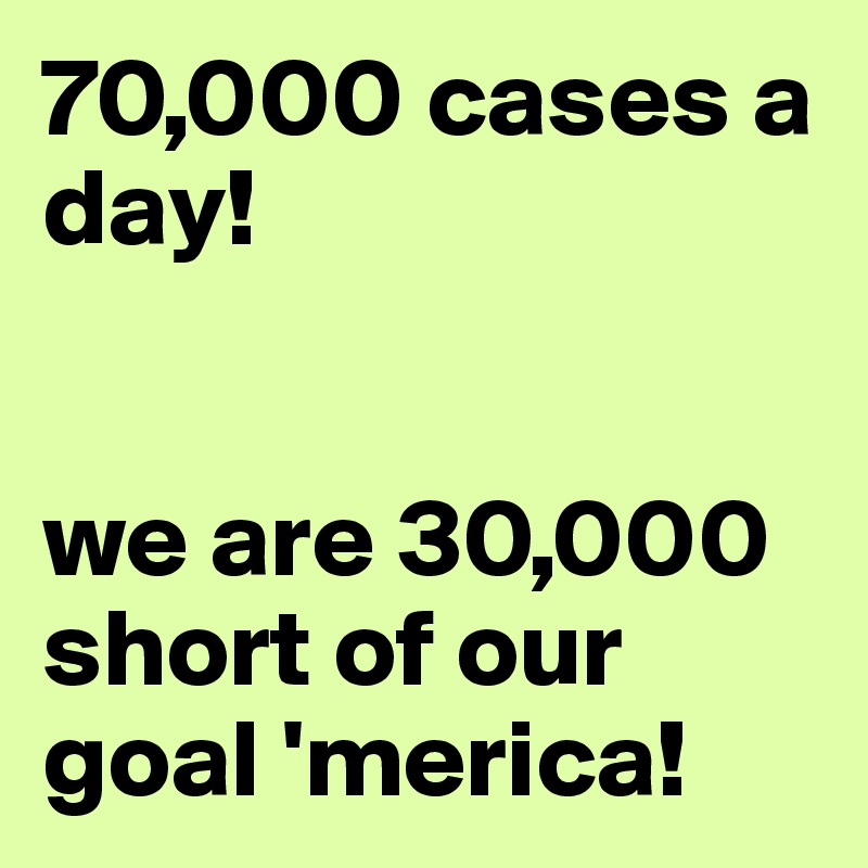 70,000 cases a
day!


we are 30,000 short of our goal 'merica!