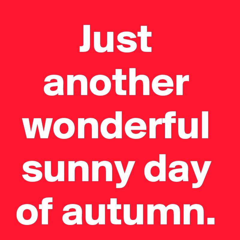 Just another wonderful sunny day of autumn.