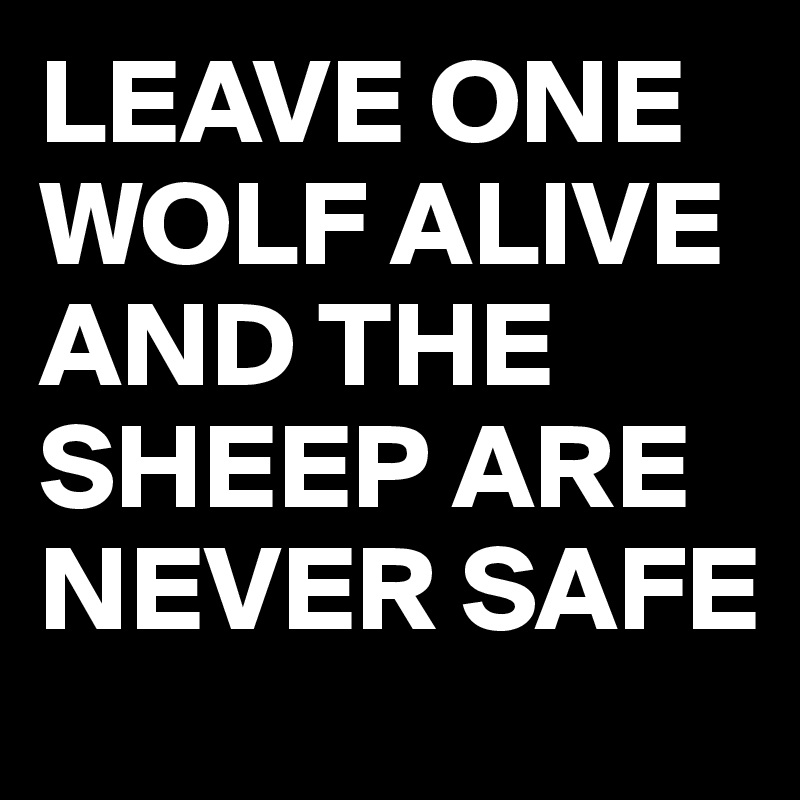 LEAVE ONE WOLF ALIVE AND THE SHEEP ARE NEVER SAFE