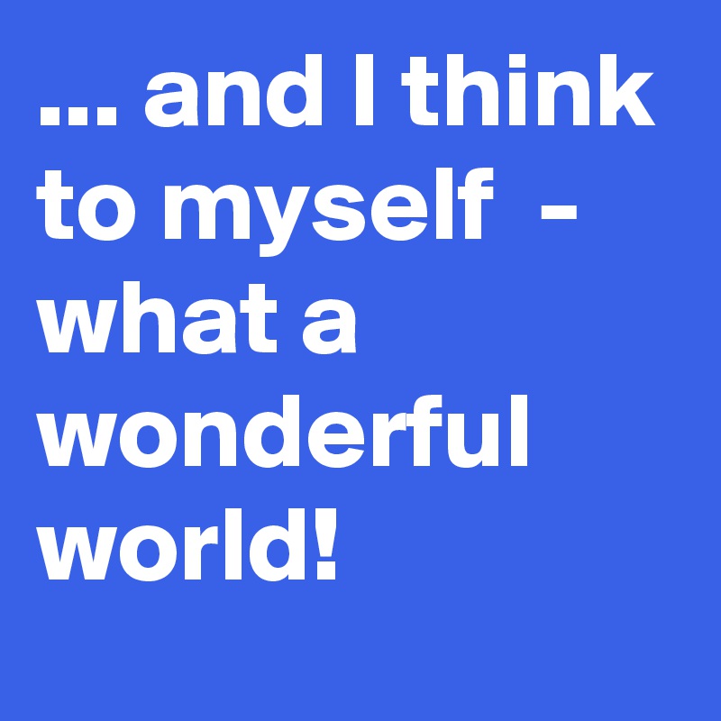 ... and I think to myself  - what a wonderful world!